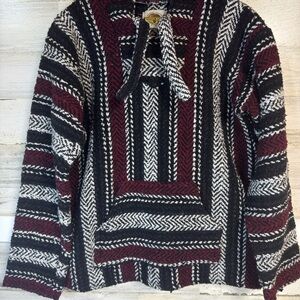 Chic Striped Cowl Neck Sweater - Black, White, Red